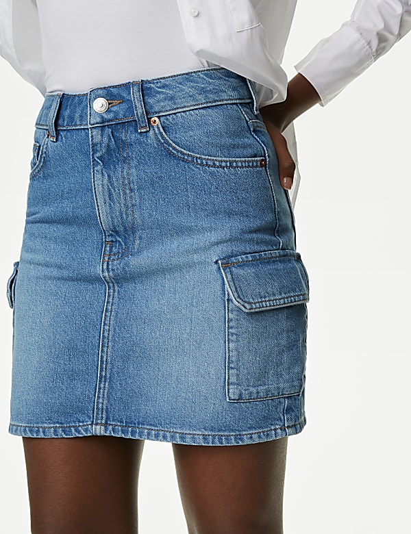 Denim Mini Cargo Skirt - CY