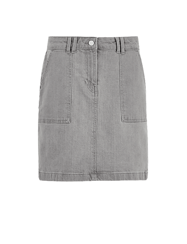 Denim Utility Mini A-Line Skirt