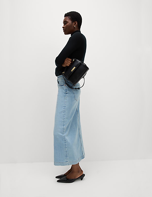 Falda denim a media pierna - US