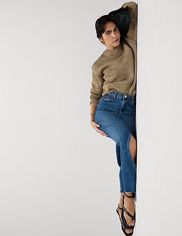 Denim Split Front Maxi Skirt - AU