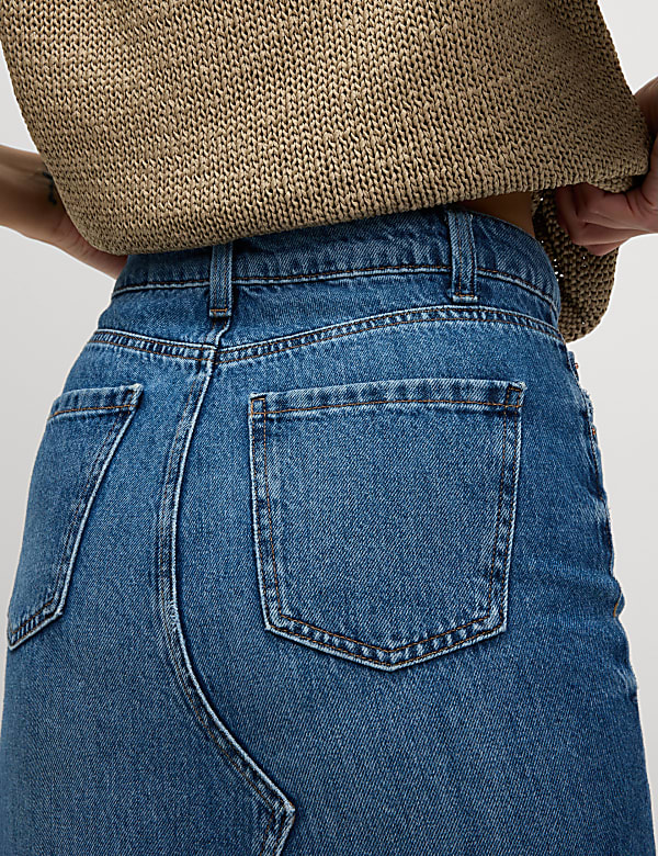 Denim Split Front Maxi Skirt - AU