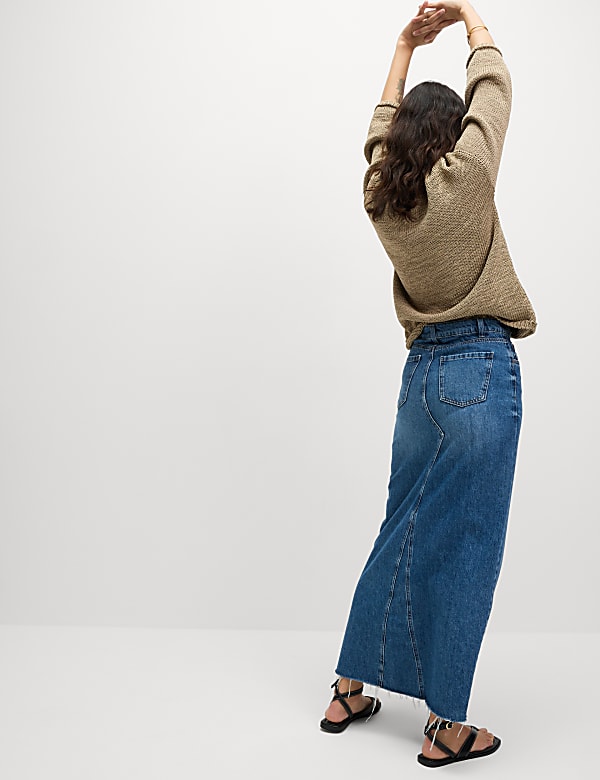 Denim Split Front Maxi Skirt - AU