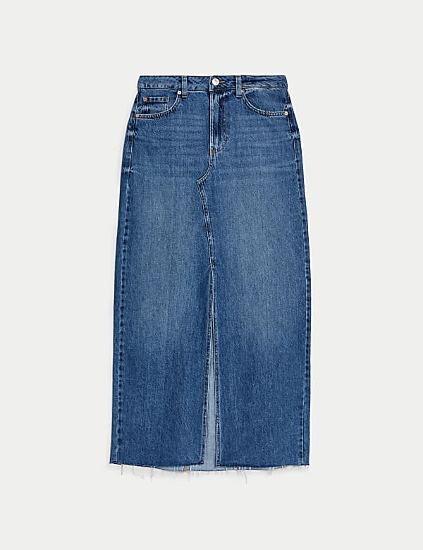 Denim Split Front Maxi Skirt - AU