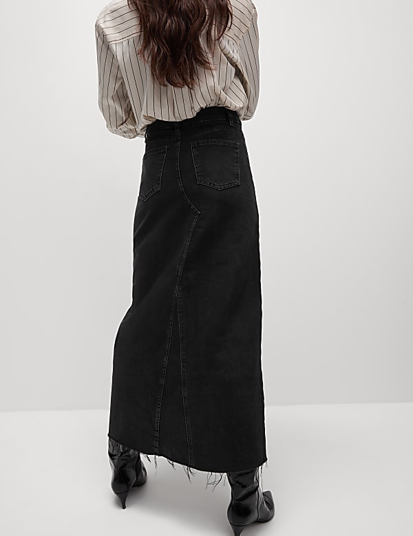 Falda maxi denim con abertura en la parte delantera - ES