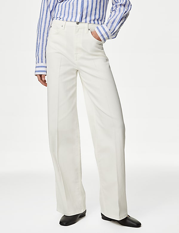 High Waisted Smart Wide Leg Jeans