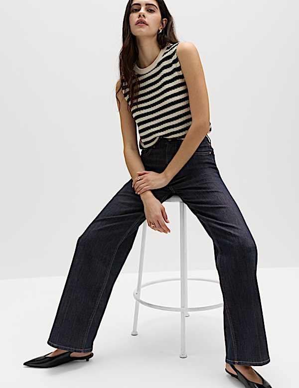 High Waisted Smart Wide Leg Jeans - RS