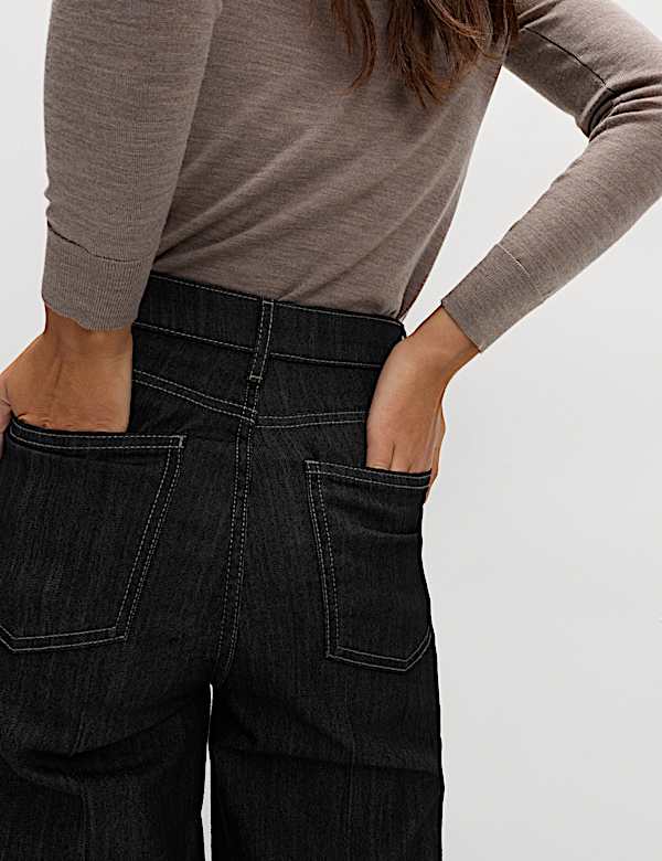 High Waisted Smart Wide Leg Jeans - ID