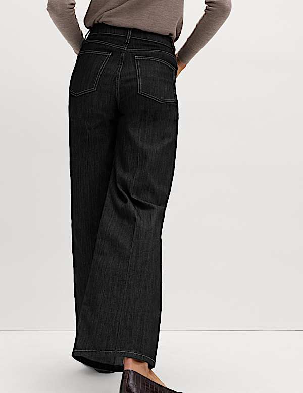 High Waisted Smart Wide Leg Jeans - ID