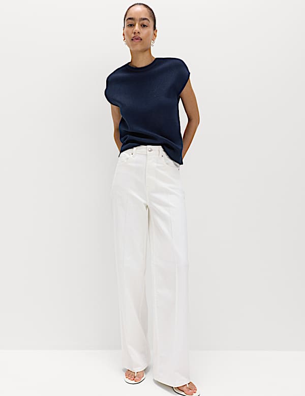 High Waisted Smart Wide Leg Jeans - US