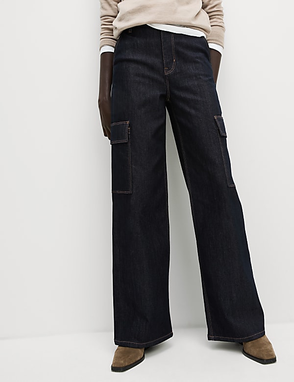 High Waisted Wide Leg Cargo Jeans
