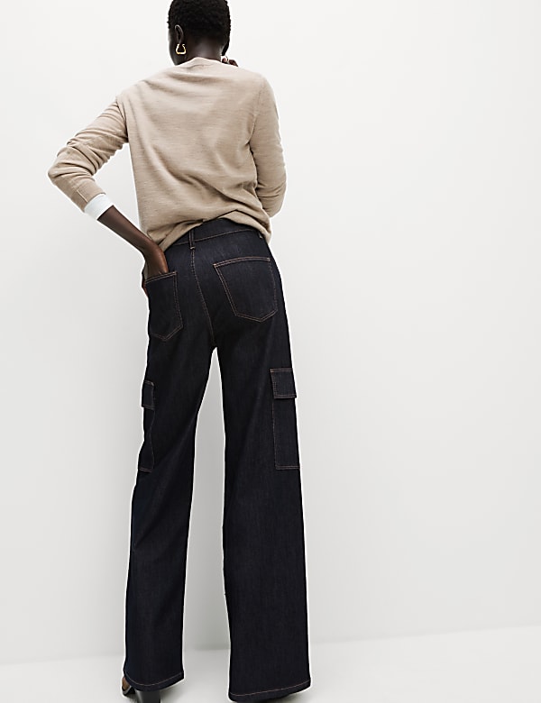 High Waisted Wide Leg Cargo Jeans