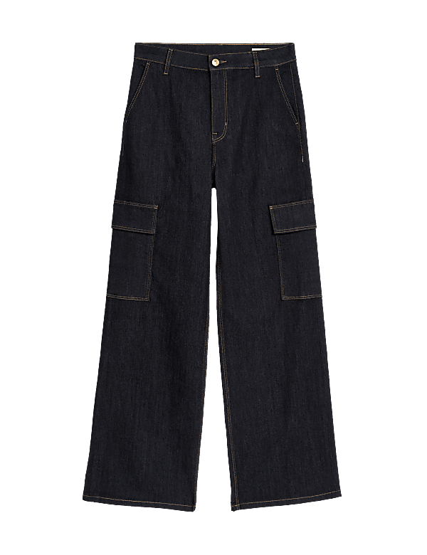 High Waisted Wide Leg Cargo Jeans