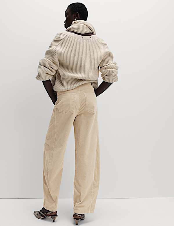 Cotton Rich Cord Carrot Leg Trousers - SK