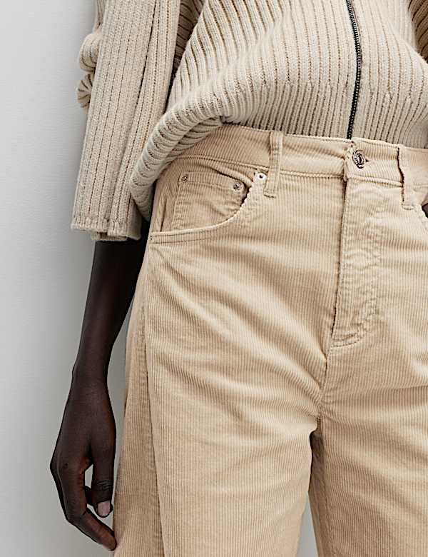 Cotton Rich Cord Carrot Leg Trousers - SK