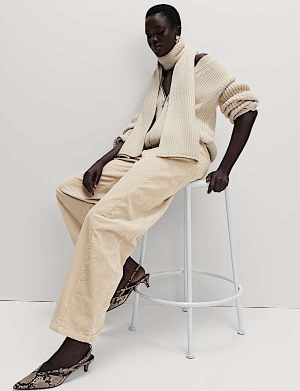 Cotton Rich Cord Carrot Leg Trousers - SK