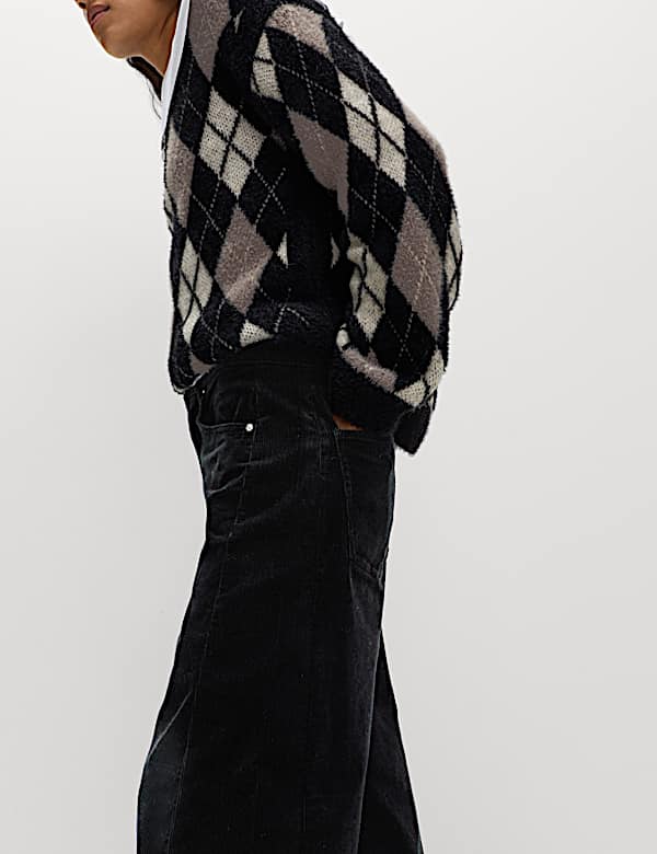 Pantalon coupe carotte en coton côtelé - LU