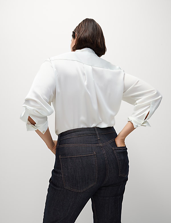 High Waisted Crease Front Flared Jeans
