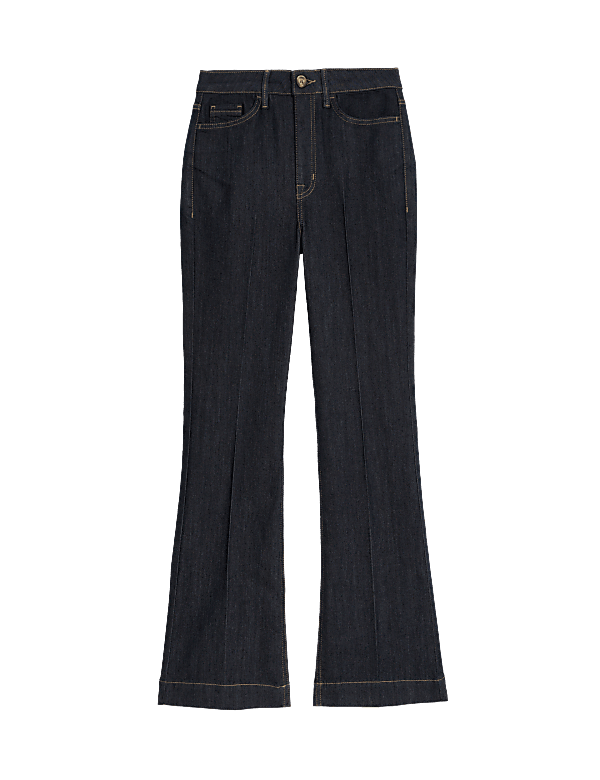 High Waisted Crease Front Flared Jeans