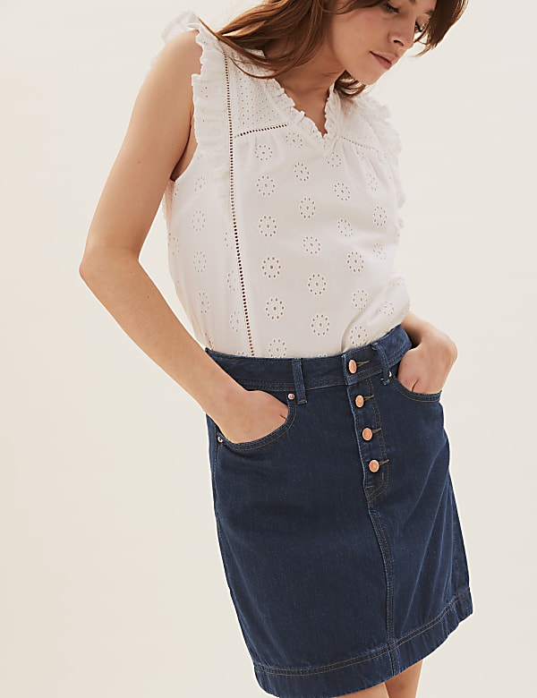 Pure Cotton Plain Regular Fit Skirt