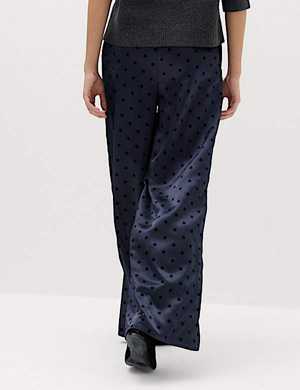 Polka Dot Satin Wide Leg Trouser - NZ