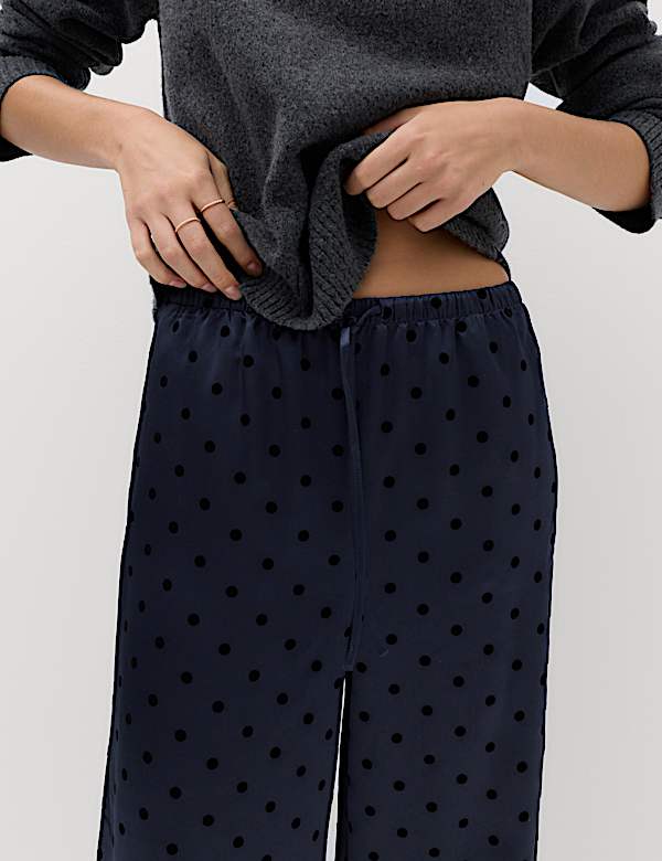 Polka Dot Satin Wide Leg Trouser - NZ