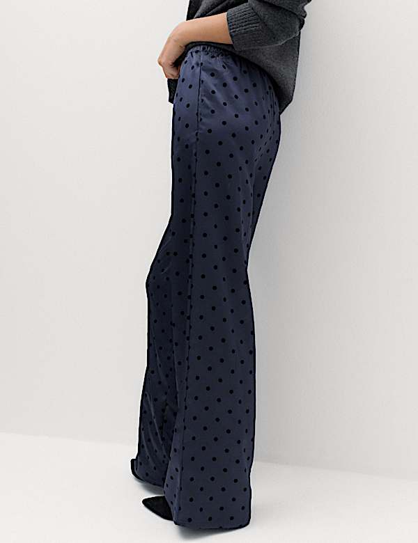 Polka Dot Satin Wide Leg Trouser - NZ