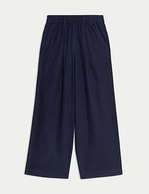 Linen Rich Wide Leg Cropped Trousers - US