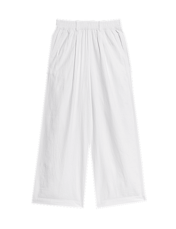 Linen Rich Wide Leg Cropped Trousers
