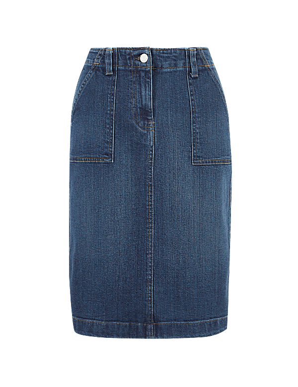 Denim Utility Midi Skirt