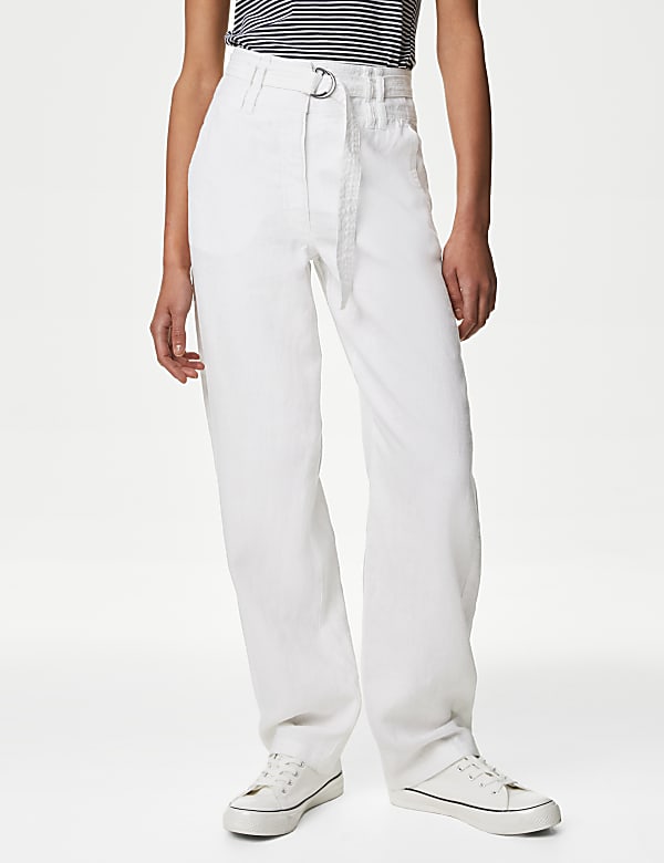 Pure Linen Straight Leg Trousers