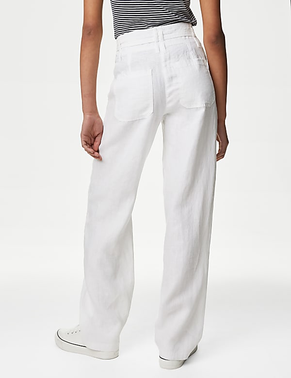 Pure Linen Straight Leg Trousers