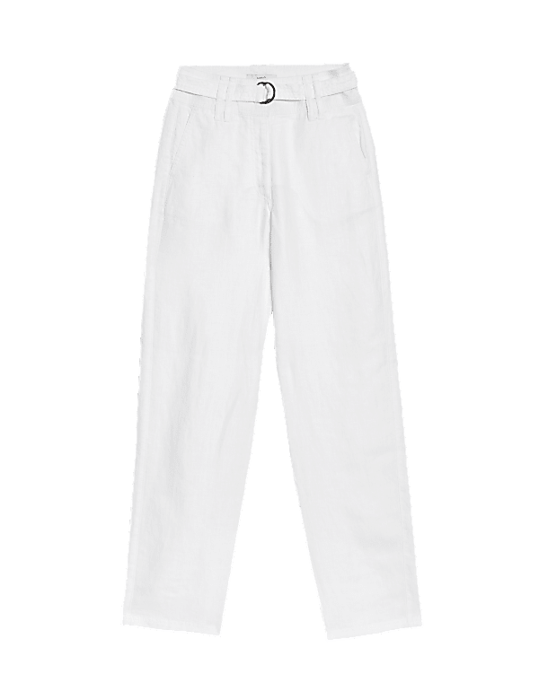 Pure Linen Straight Leg Trousers