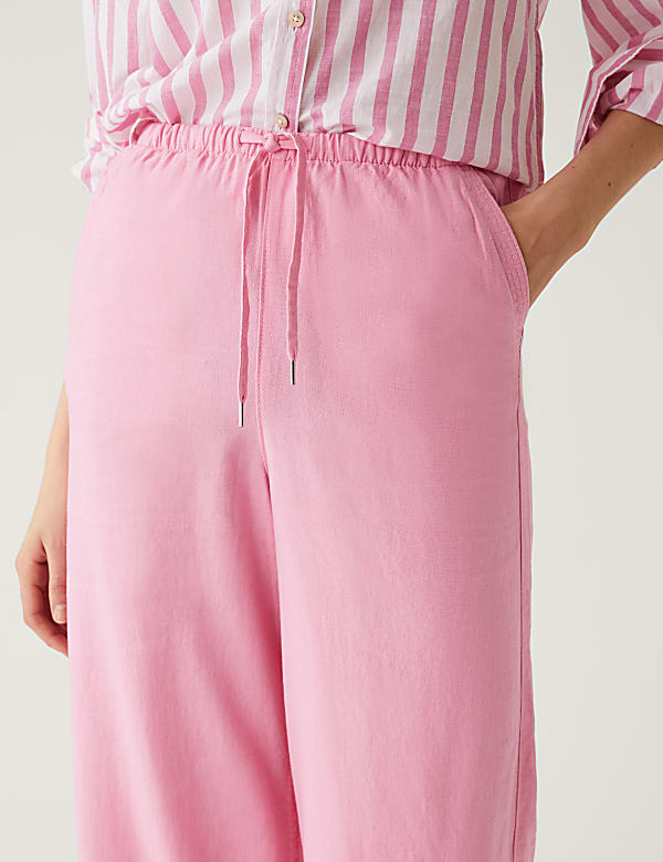 Linen Rich Wide Cropped Leg Trousers