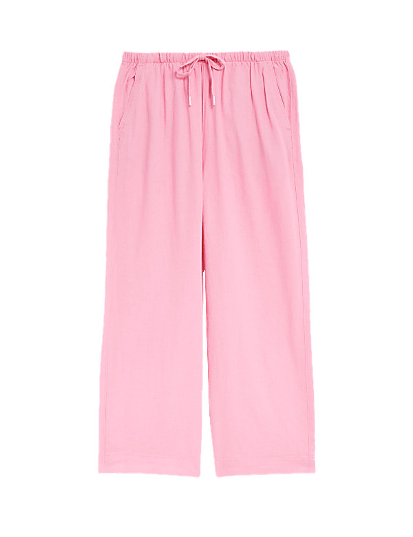 Linen Rich Wide Cropped Leg Trousers