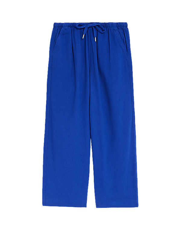 Linen Rich Wide Cropped Leg Trousers