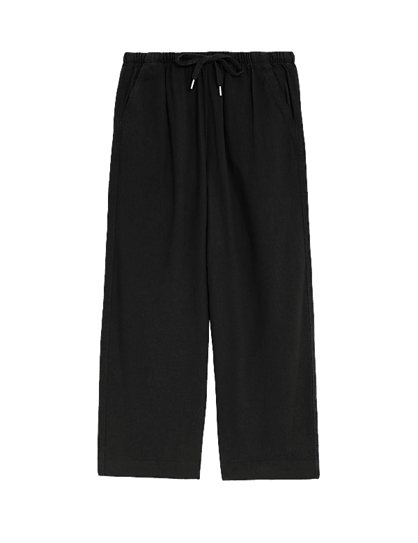 Linen Rich Wide Cropped Leg Trousers