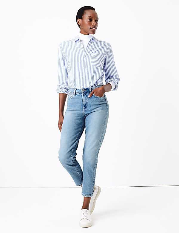 Mom High Waist Ankle Grazer Jeans