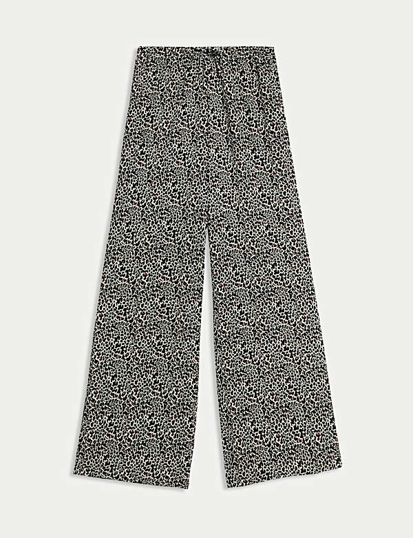 Twill Printed High Waisted Wide Leg Trousers - PT