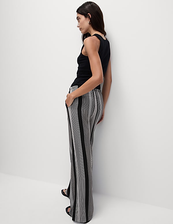 Twill Printed High Waisted Wide Leg Trousers - JO