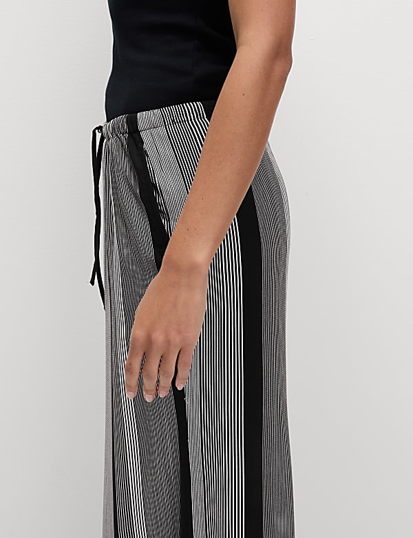 Twill Printed High Waisted Wide Leg Trousers - JO
