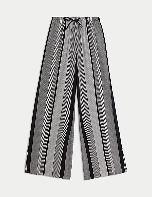Twill Printed High Waisted Wide Leg Trousers - JO