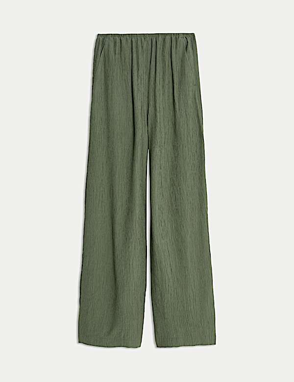 Viscose Rich Crinkle Elasticated Waist Wide Leg Trousers