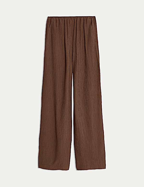 Viscose Rich Crinkle Elasticated Waist Wide Leg Trousers