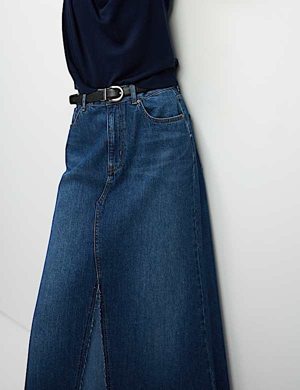 Μάξι τζιν φούστα σε γραμμή Α από 100% βαμβάκι - GR