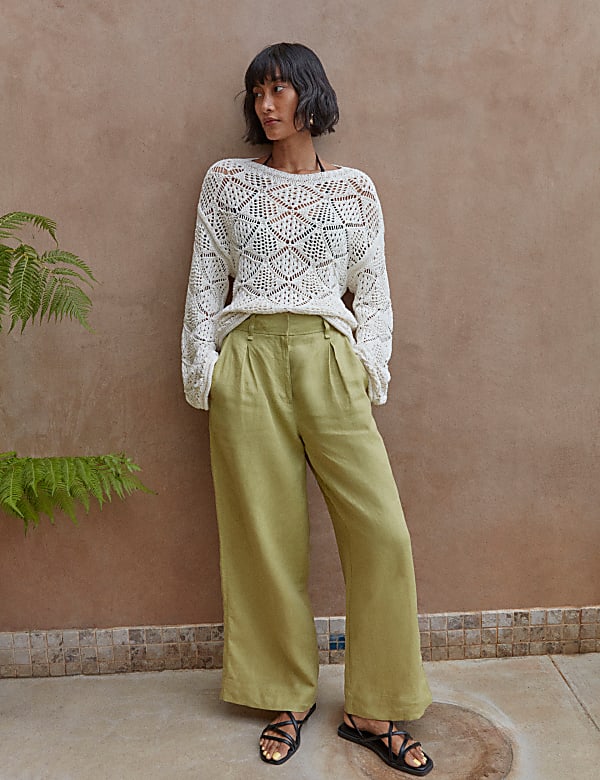 M&s wide leg linen trousers outlet