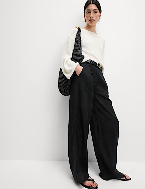 Pantalon coupe large 100 % lin - LU