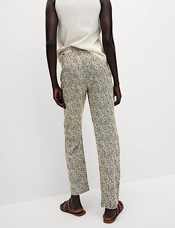 Pantalon coupe fuselée à taille haute 100 % sergé imprimé - LU