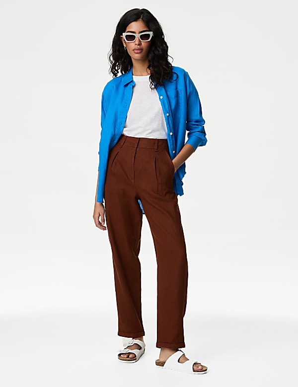 Pure Linen Tapered Trousers