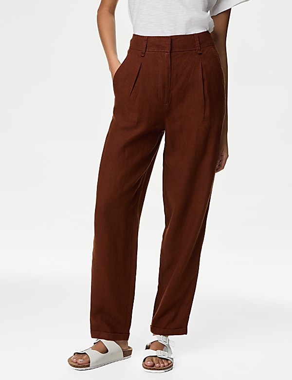 Pure Linen Tapered Trousers