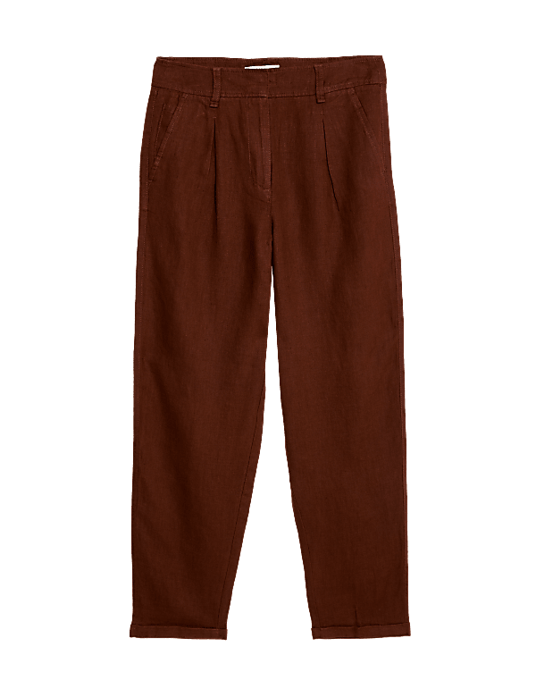 Pure Linen Tapered Trousers